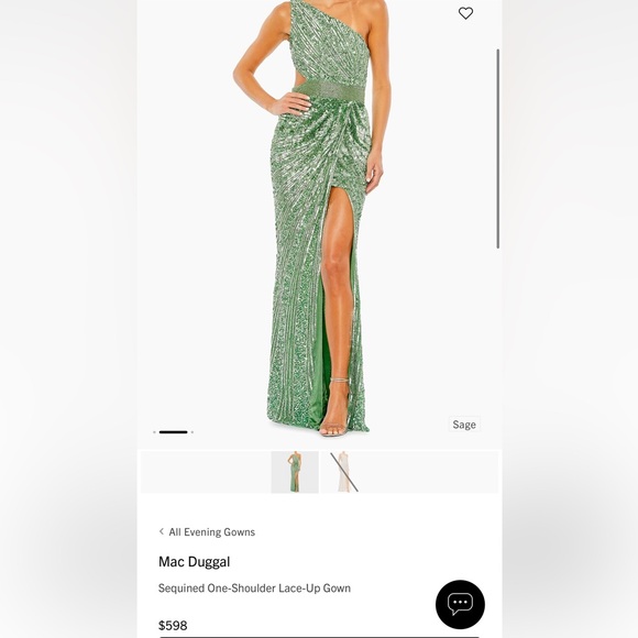Sage Green Sequin Evening Gown - Picture 1 of 3